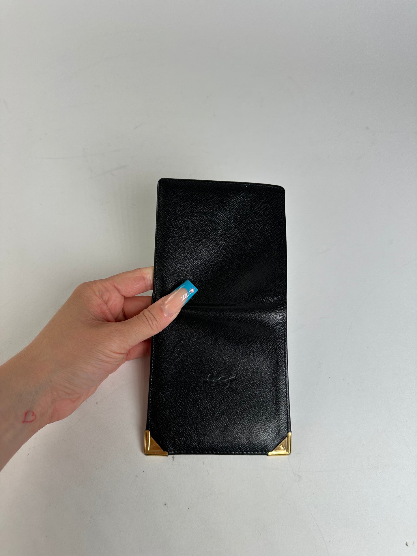 Vintage Saint Laurent Leather Wallet Black Gold