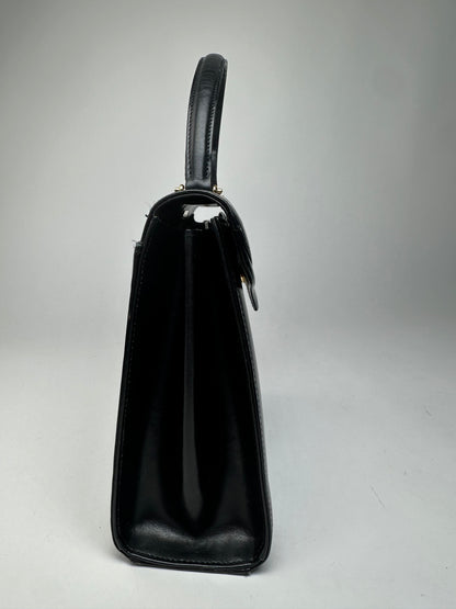 Vintage Givenchy Leather Logo Handbag Black