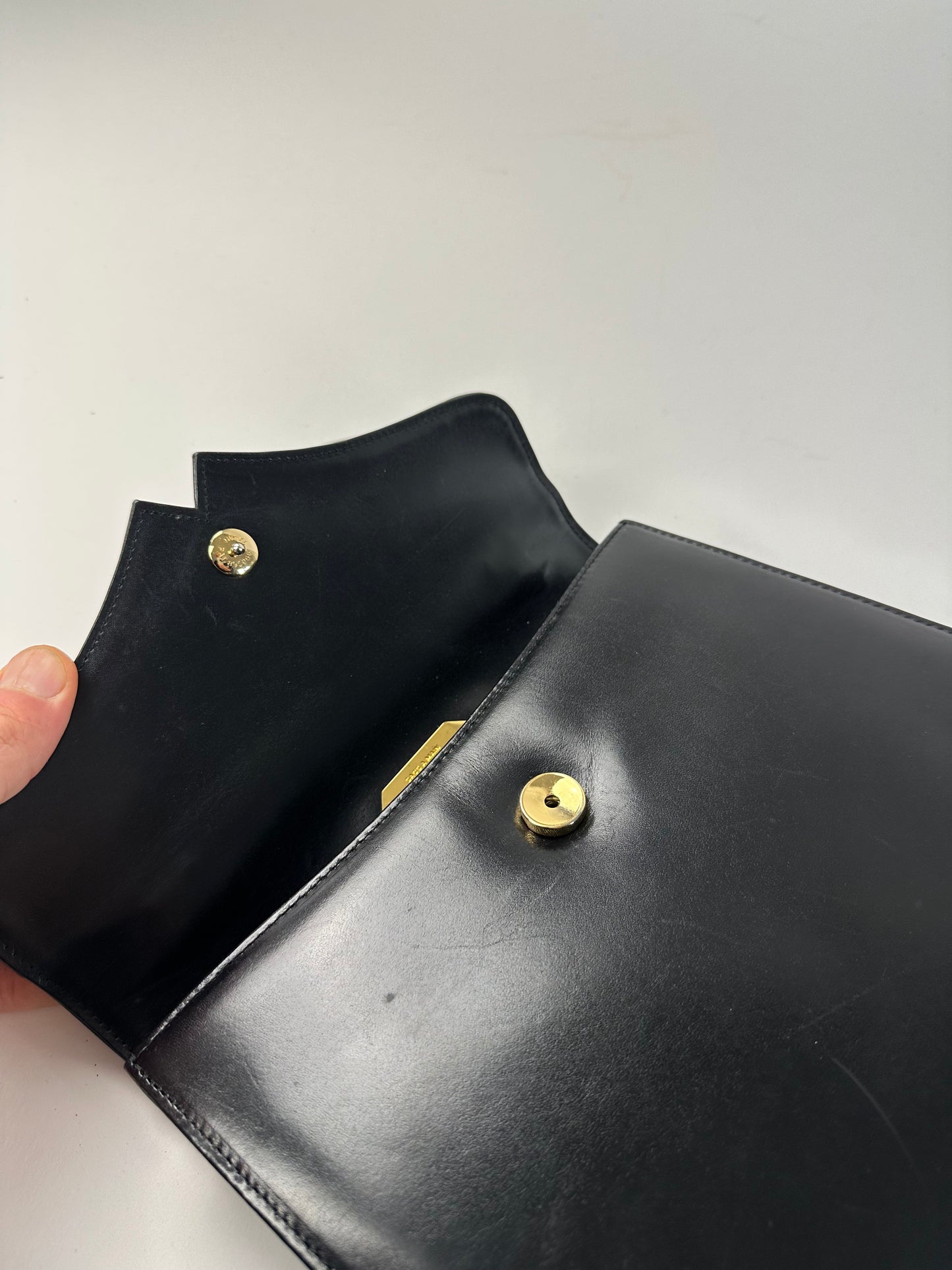 Vintage Givenchy Leather Logo Handbag Black