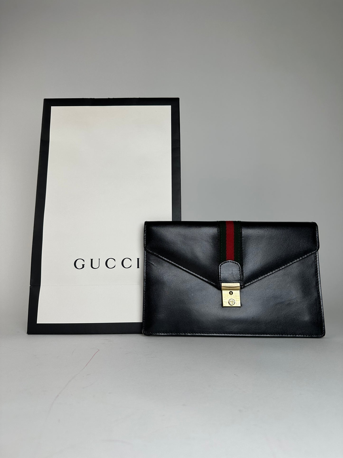 Vintage Gucci Leather Clutch Black