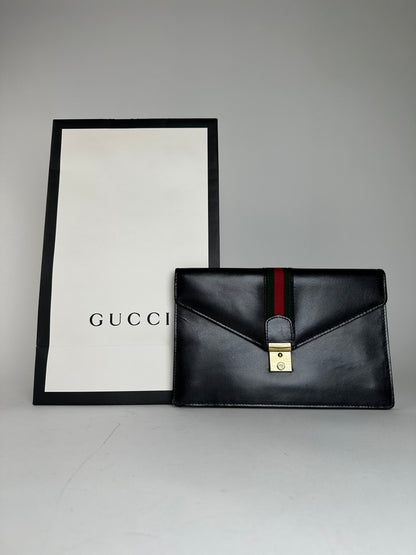 Vintage Gucci Leather Clutch Black