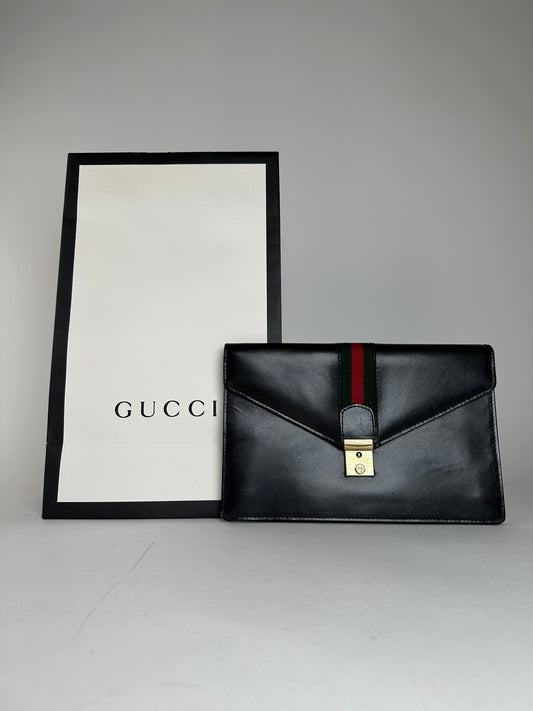 Vintage Gucci Leather Clutch Black