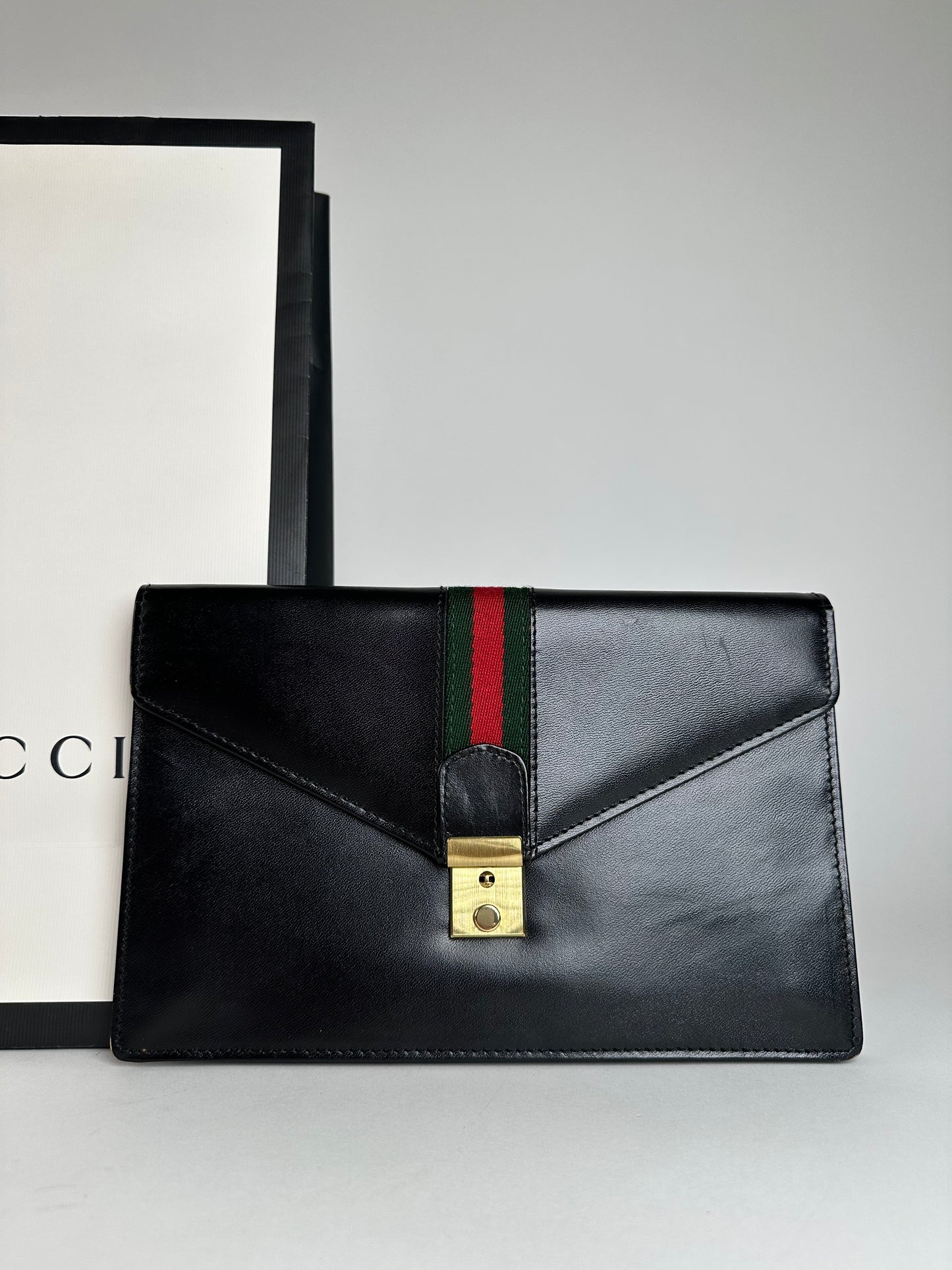 Vintage Gucci Leather Clutch Black