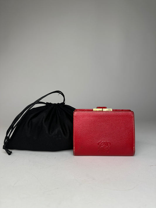 Vintage Loewe Madrid Logo Leather Wallet Red