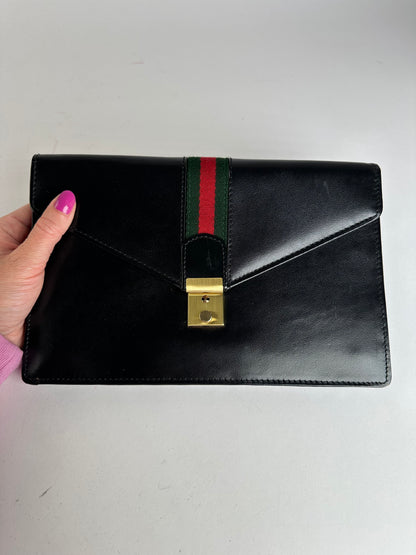 Vintage Gucci Leather Clutch Black