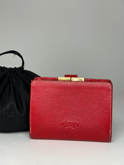 Vintage Loewe Madrid Logo Leather Wallet Red