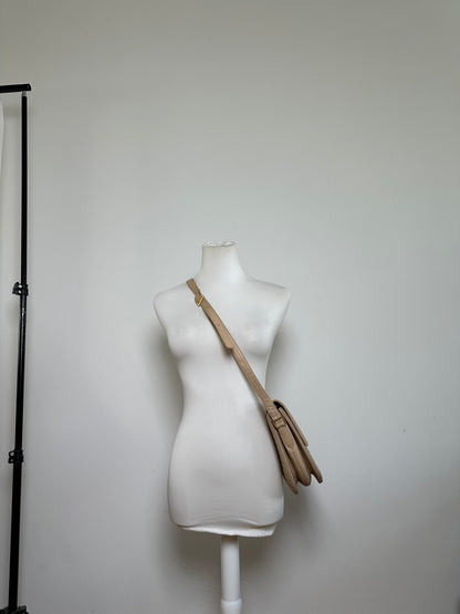 Vintage Givenchy Quilted Leather Shoulder Bag Beige Gold