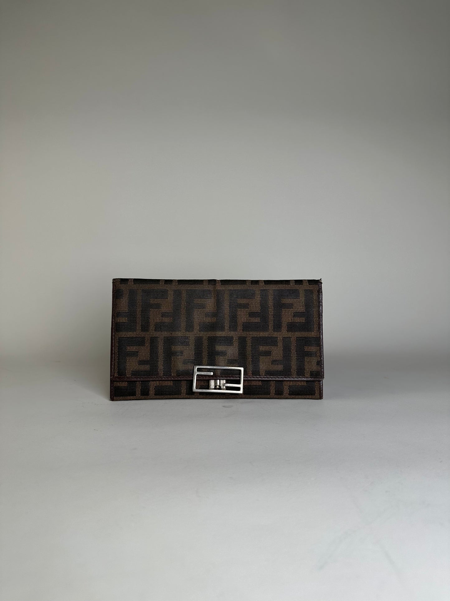 Vintage Fendi FF Monogram Fabric Wallet Brown Tan