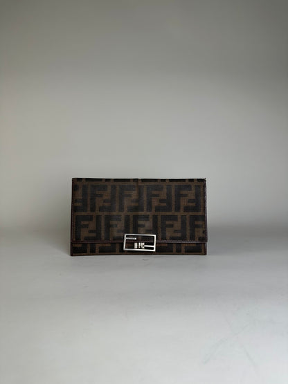 Vintage Fendi FF Monogram Fabric Wallet Brown Tan