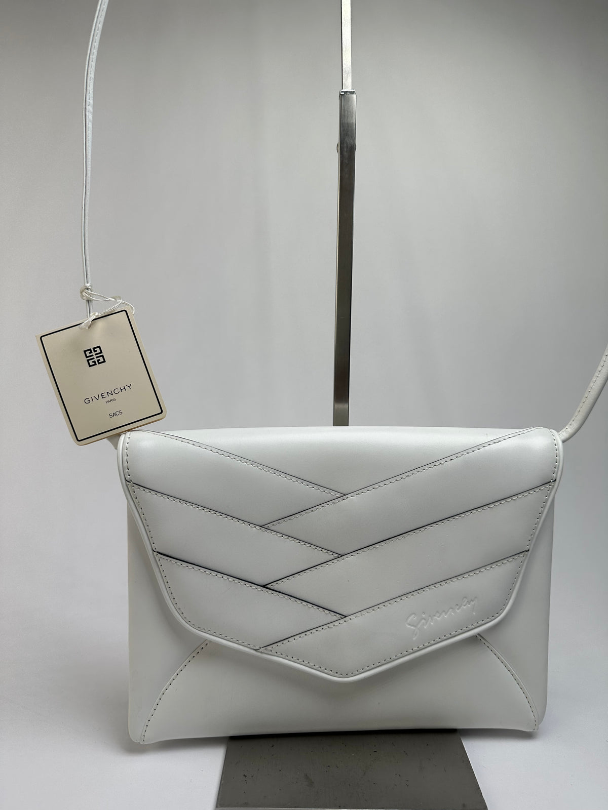 Vintage Givenchy Licensed Flap Crossbody Bag Late 1980s White