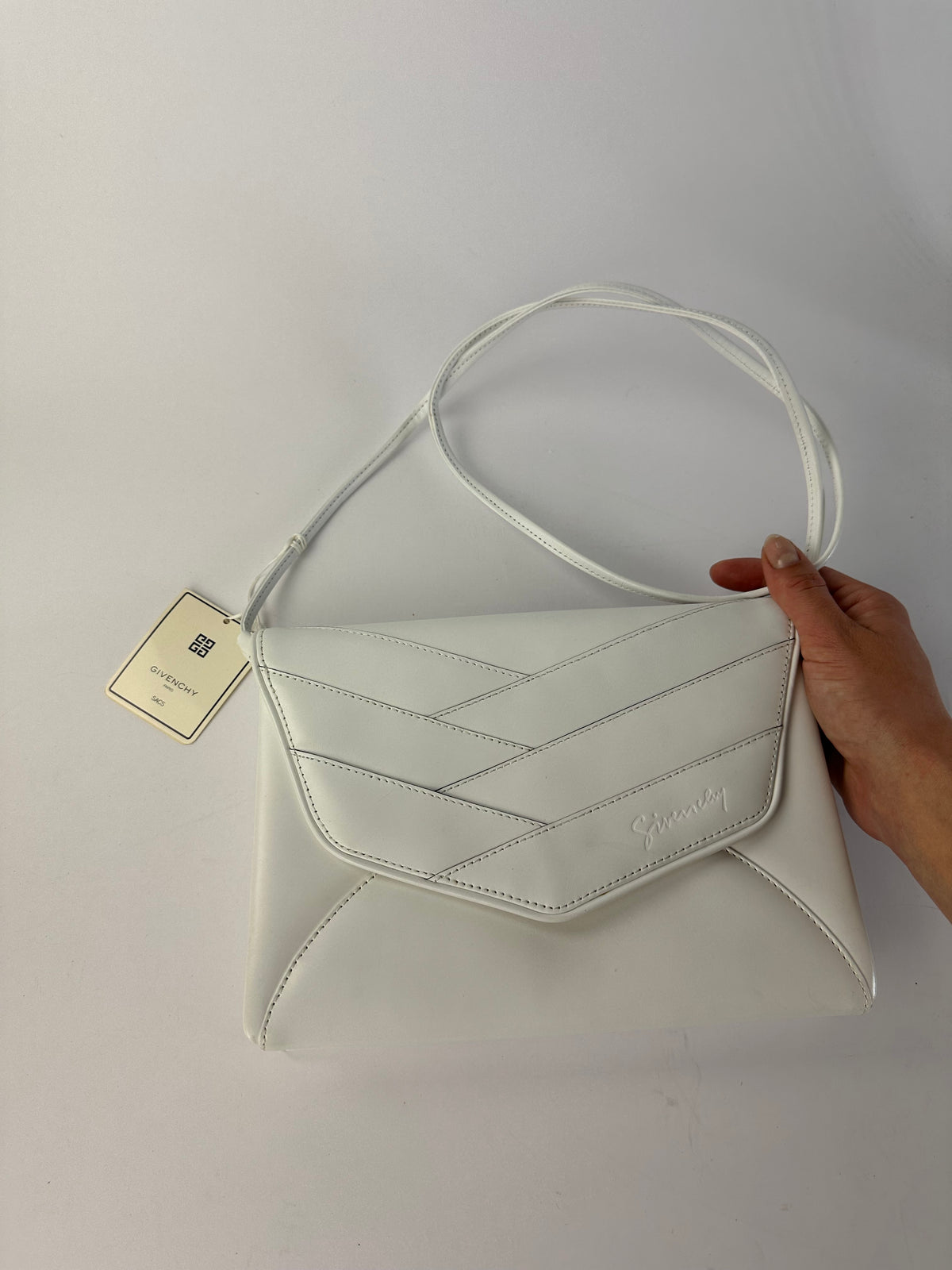 Vintage Givenchy Licensed Flap Crossbody Bag Late 1980s White