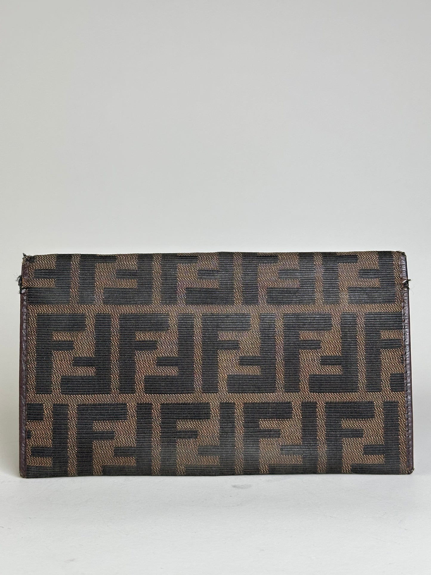 Vintage Fendi FF Monogram Fabric Wallet Brown Tan