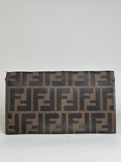 Vintage Fendi FF Monogram Fabric Wallet Brown Tan