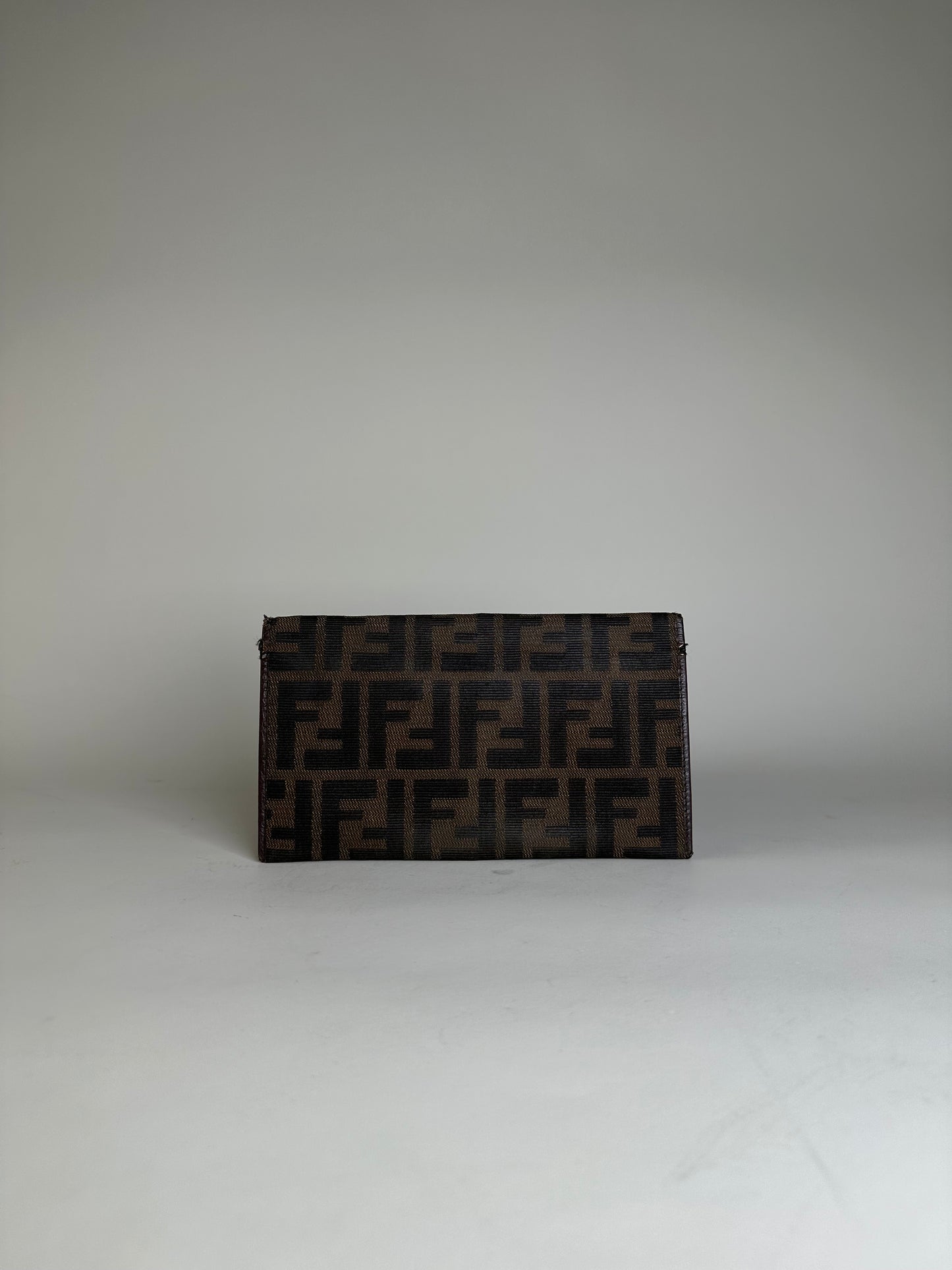 Vintage Fendi FF Monogram Fabric Wallet Brown Tan