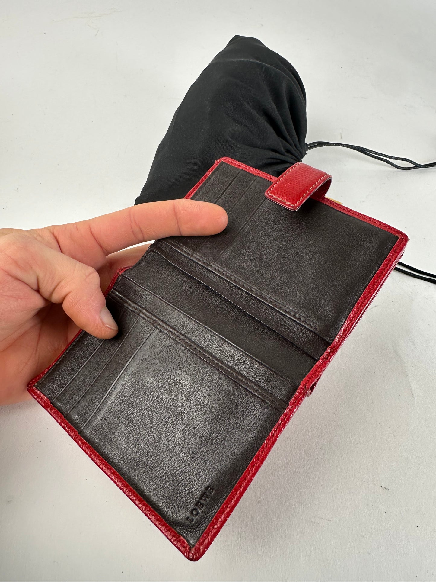 Vintage Loewe Madrid Logo Leather Wallet Red