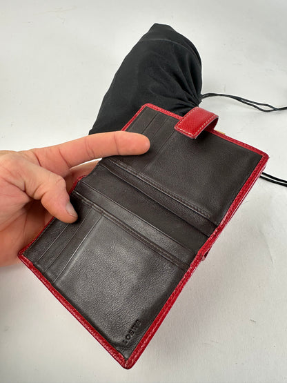 Vintage Loewe Madrid Logo Leather Wallet Red