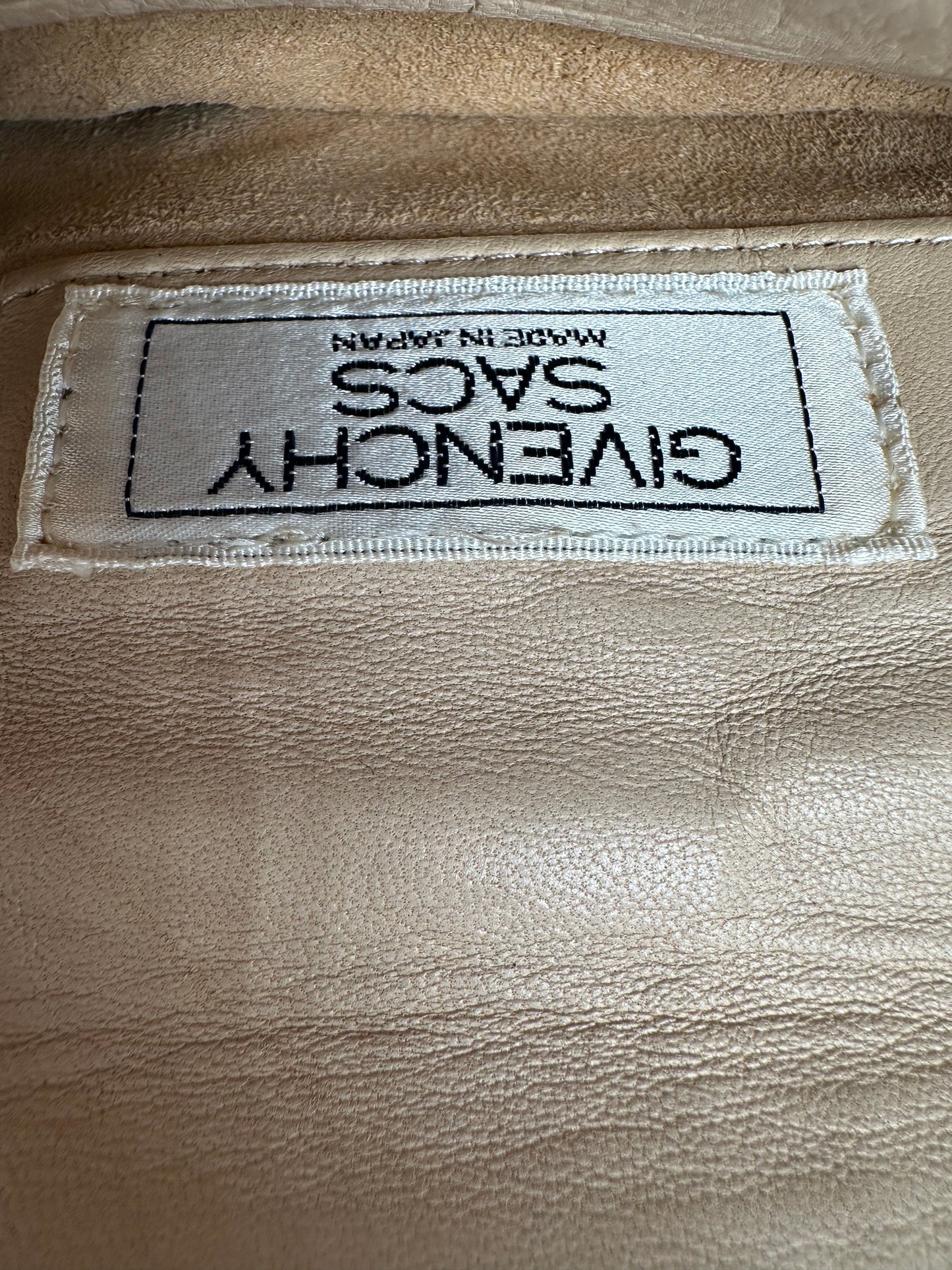 Vintage Givenchy Quilted Leather Shoulder Bag Beige Gold