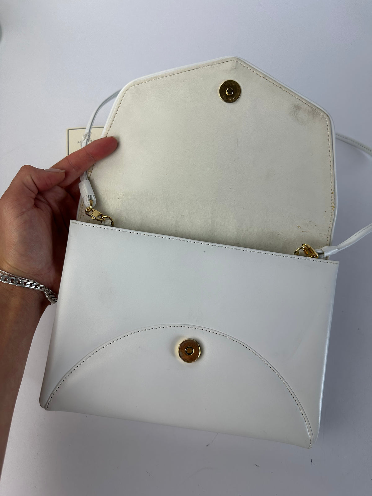 Vintage Givenchy Licensed Flap Crossbody Bag Late 1980s White