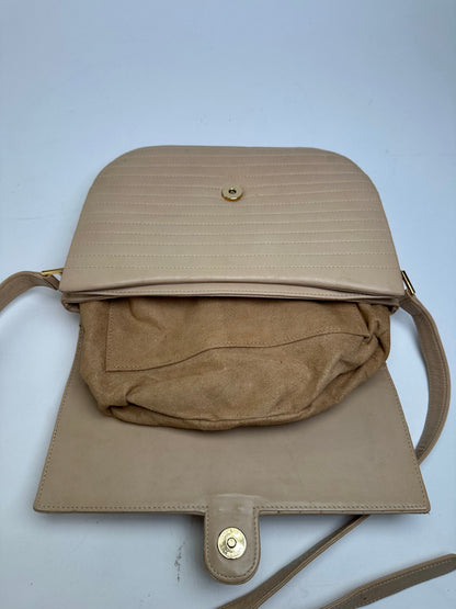 Vintage Givenchy Quilted Leather Shoulder Bag Beige Gold