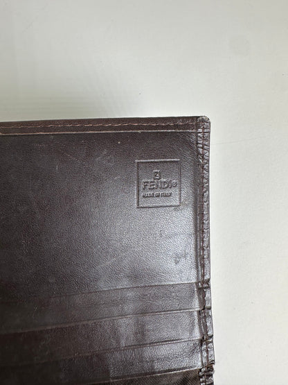 Vintage Fendi FF Monogram Fabric Wallet Brown Tan