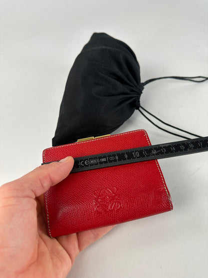 Vintage Loewe Madrid Logo Leather Wallet Red