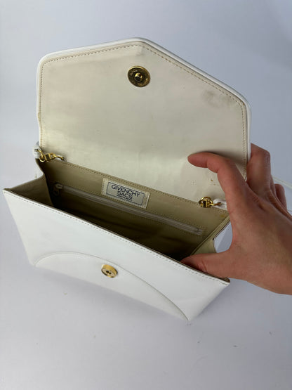 Vintage Givenchy Licensed Flap Crossbody Bag Late 1980s White