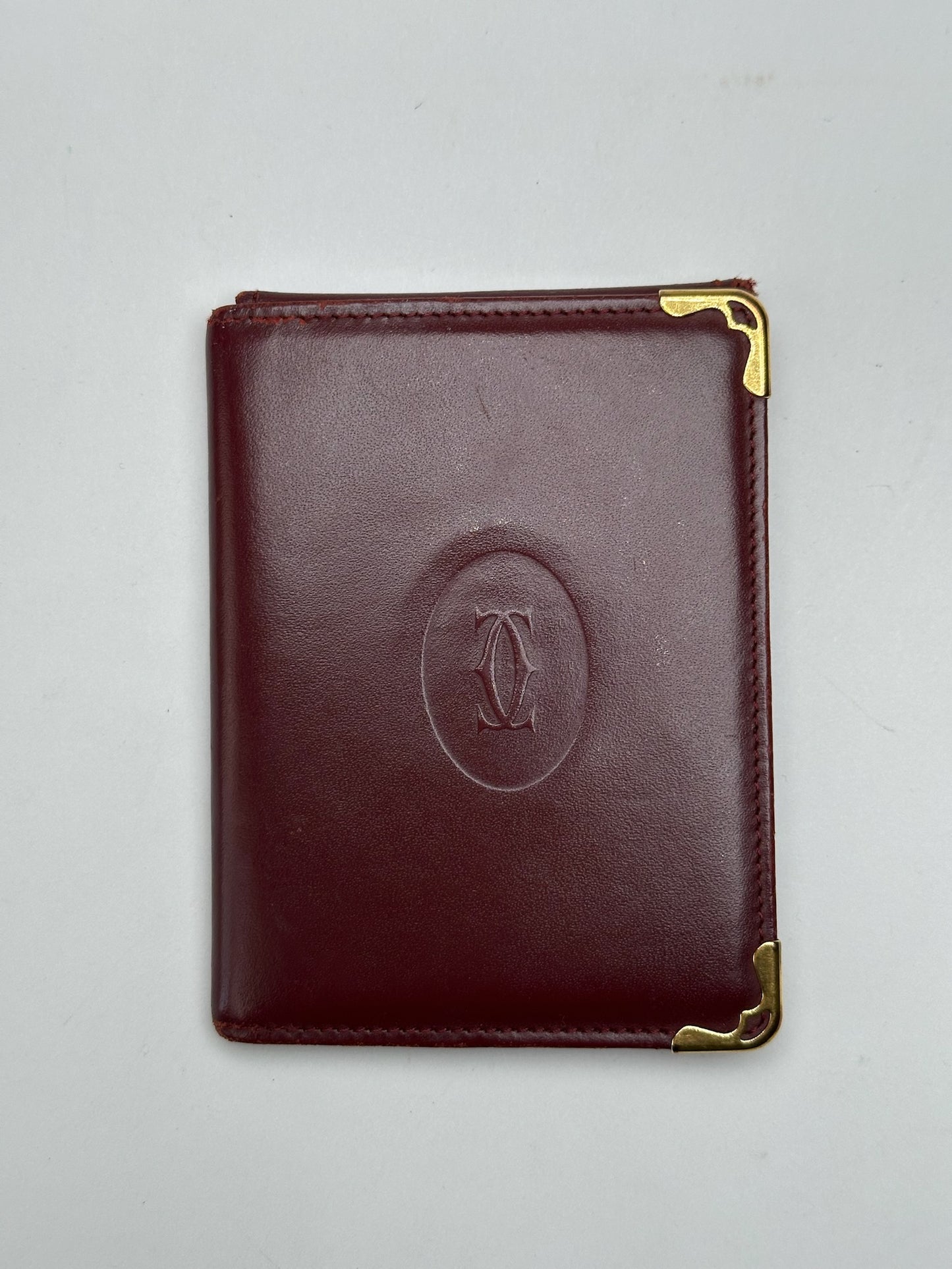 Vintage Cartier Leather Card Holder Burgundy