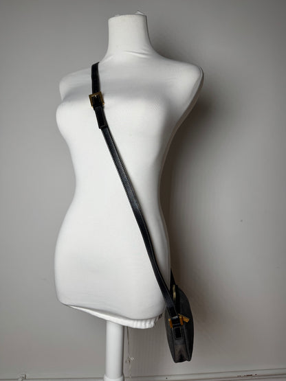 Sac bandoulière vintage Fendi Roma en cuir rayé noir marron