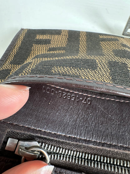 Vintage Fendi FF Monogram Fabric Wallet Brown Tan