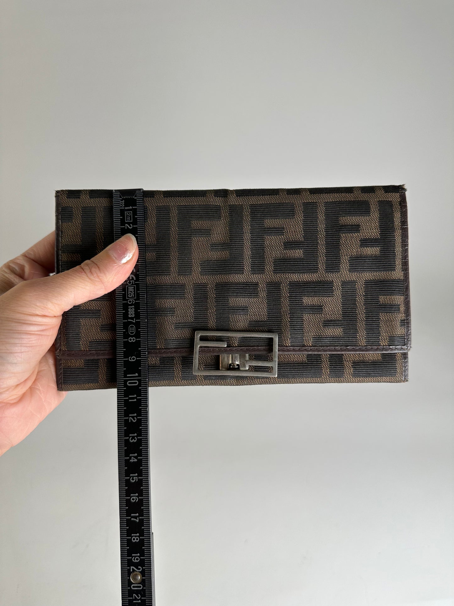 Vintage Fendi FF Monogram Fabric Wallet Brown Tan