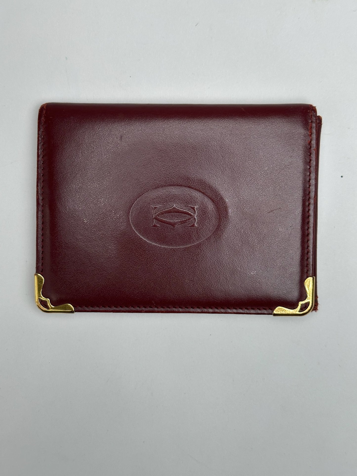 Vintage Cartier Leather Card Holder Burgundy