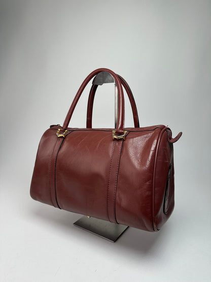 Vintage Cartier Burgundy Leather Boston Bag