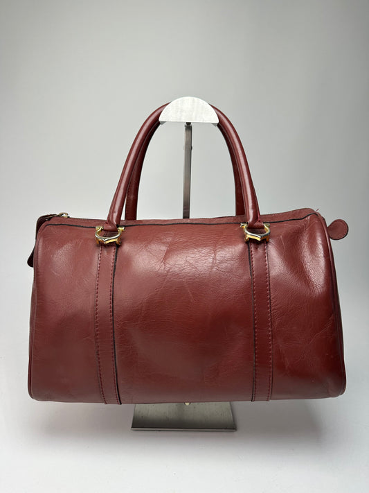 Vintage Cartier Burgundy Leather Boston Bag