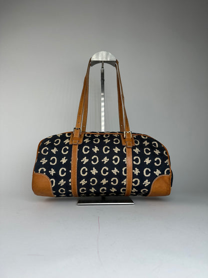Vintage Celine Paris macadam Triomphe Monogram Brownling Bag Beige Black
