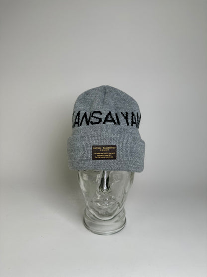 Vintage Kansai Yamamoto Men's Wool Beanie Light Grey Black