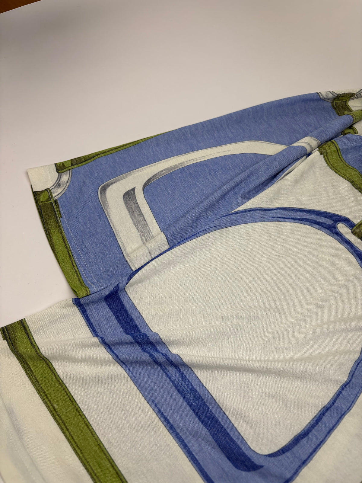 Vintage Celine Graphic Jersey Tunic Top Blue Green M