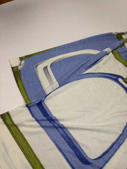 Vintage Celine Graphic Jersey Tunic Top Blue Green M