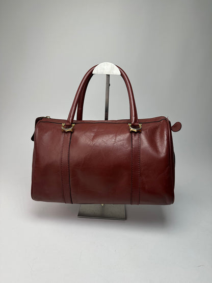 Vintage Cartier Burgundy Leather Boston Bag
