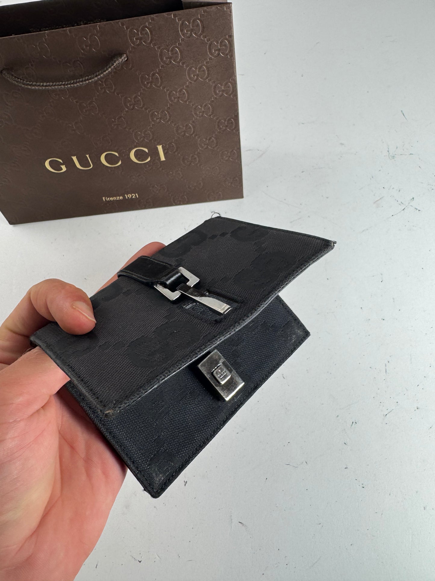 Vintage Gucci Monogram Jackie Card holder black