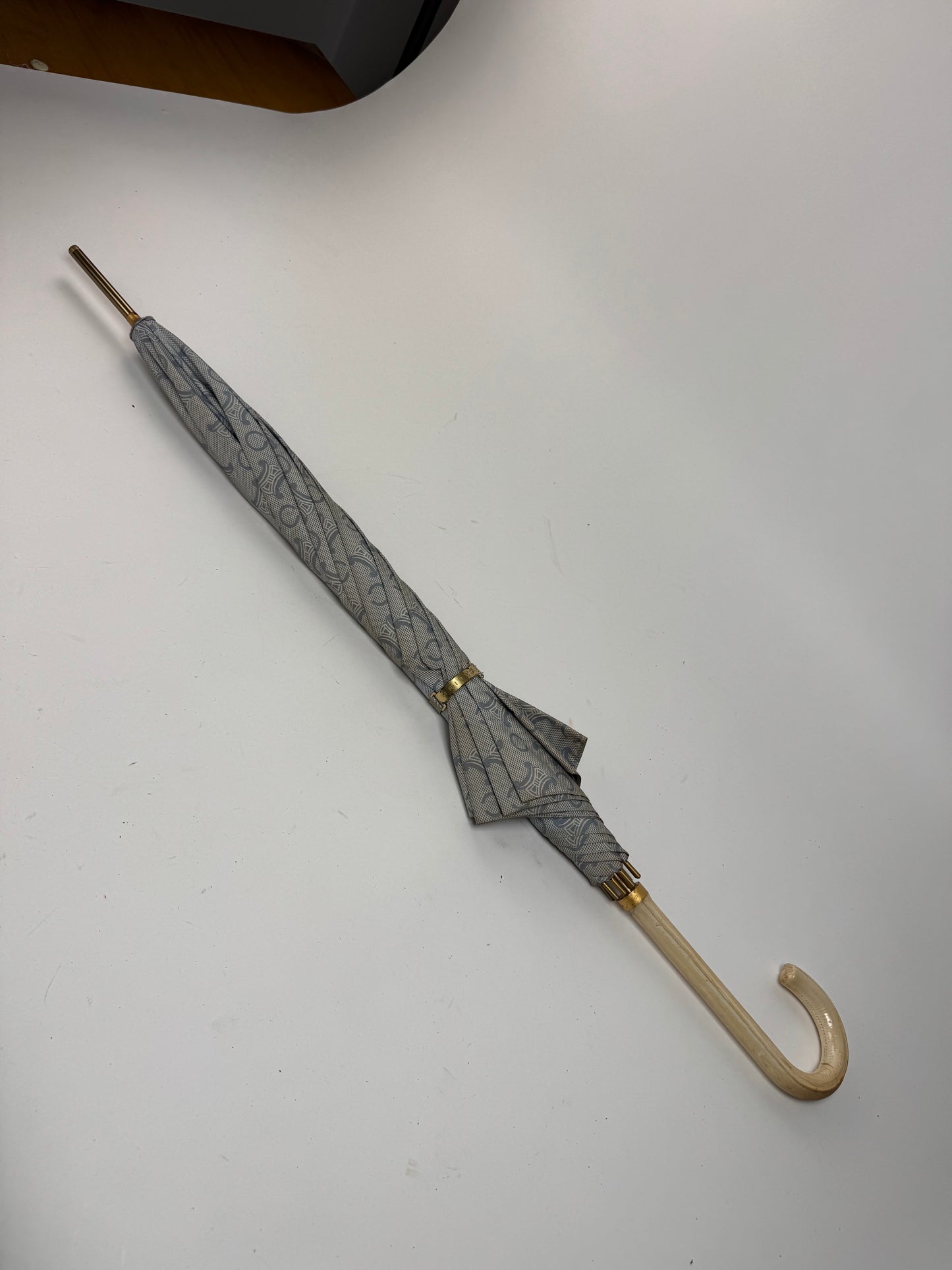 Vintage Celine Paris Monogram Umbrella Turquoise