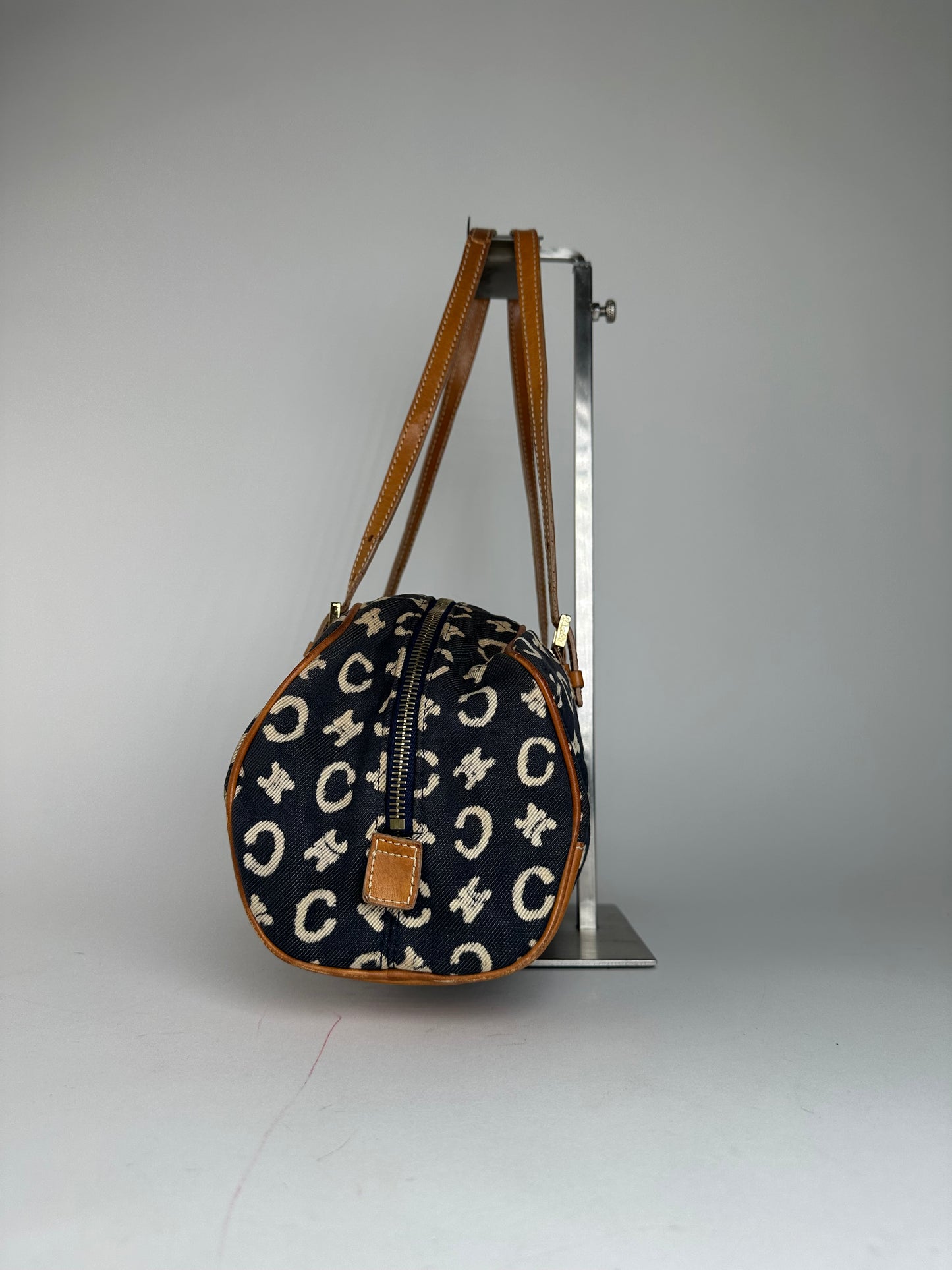 Vintage Celine Paris macadam Triomphe Monogram Brownling Bag Beige Black