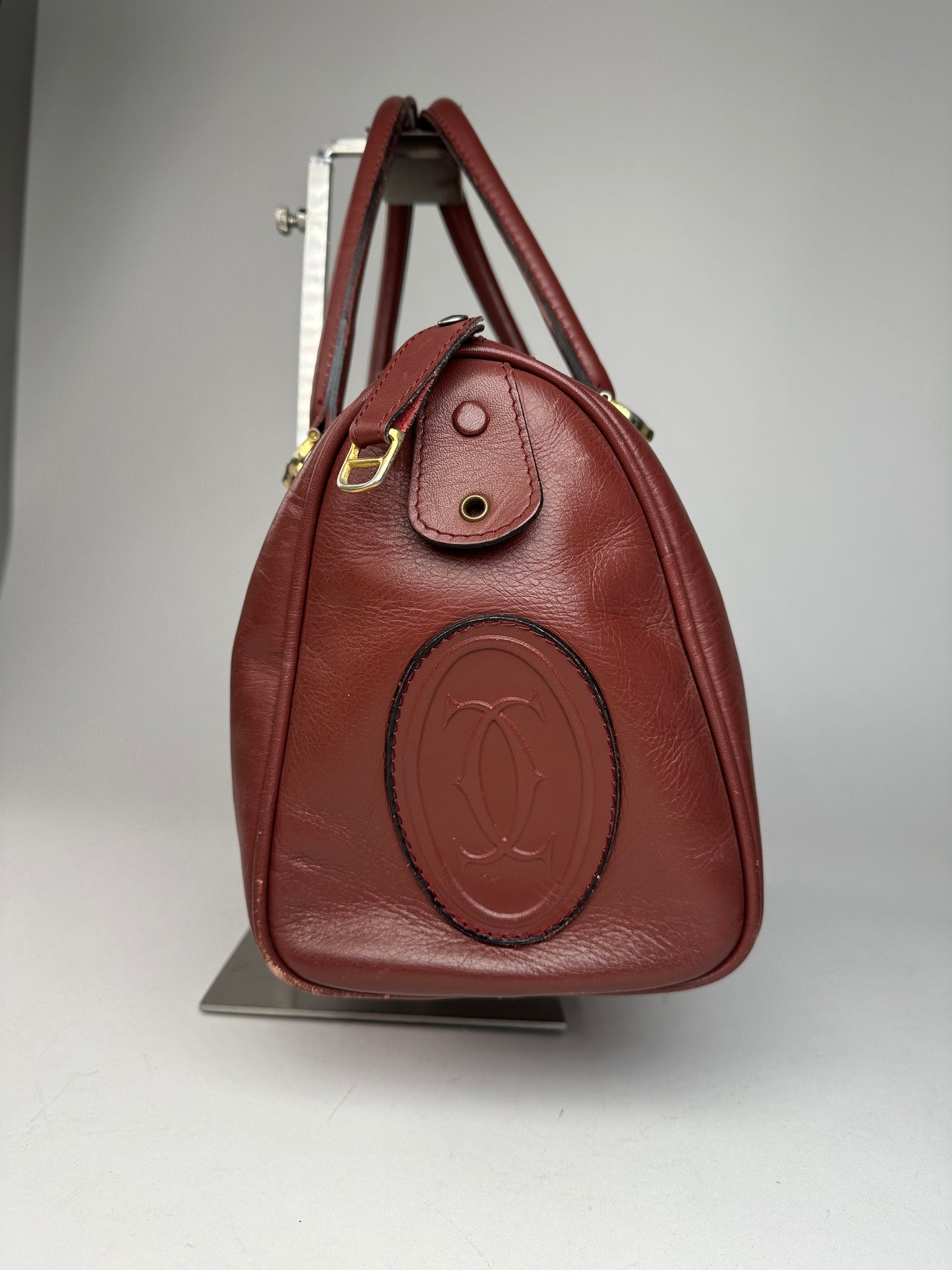 Vintage Cartier Burgundy Leather Boston Bag
