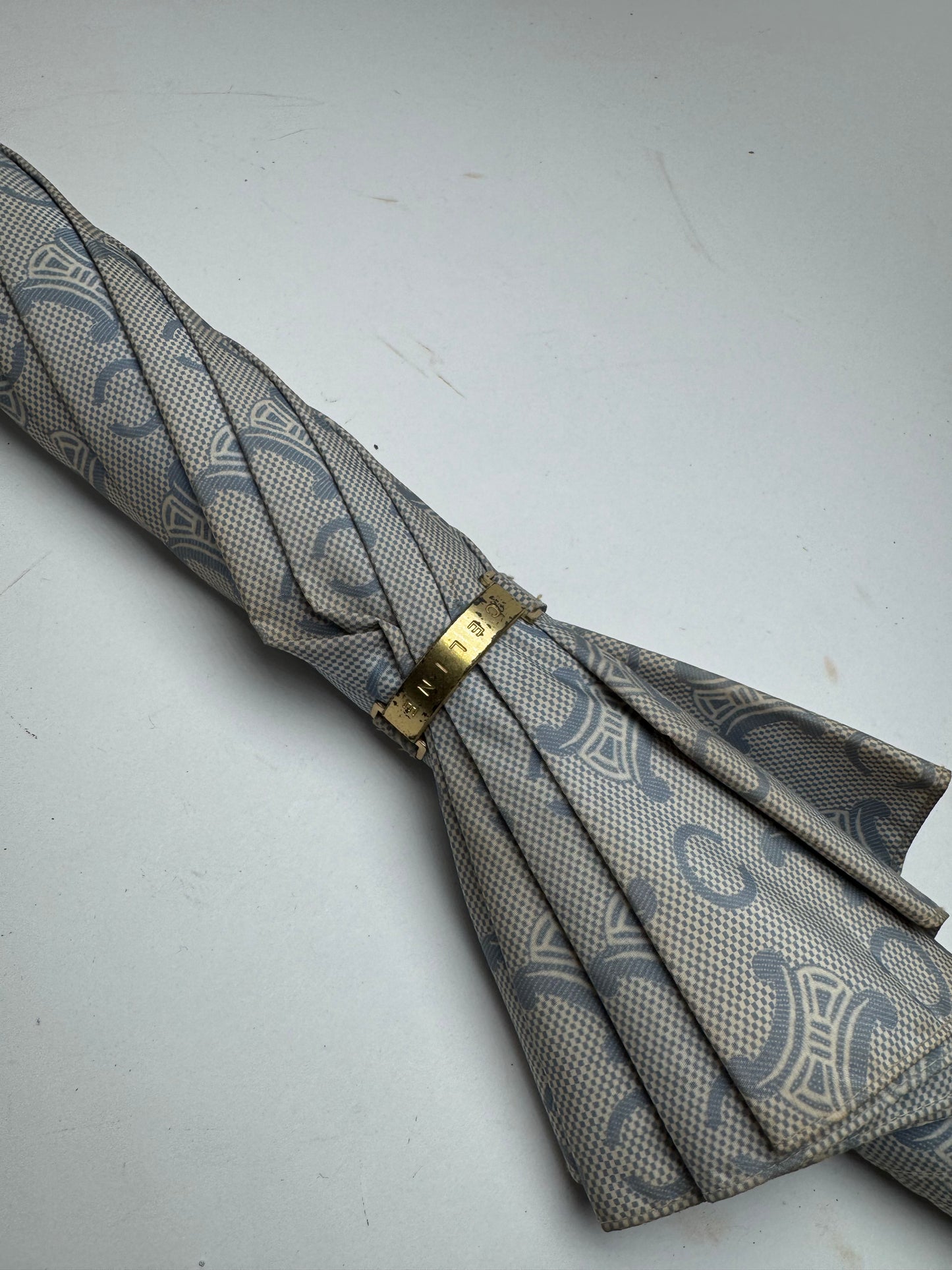 Vintage Celine Paris Monogram Umbrella Turquoise