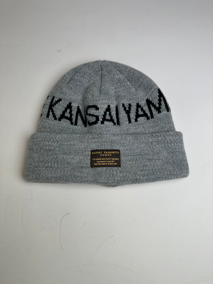 Vintage Kansai Yamamoto Men's Wool Beanie Light Grey Black