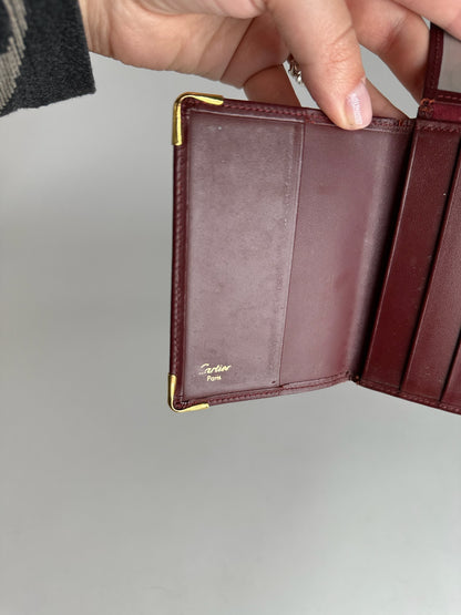 Vintage Cartier Leather Card Holder Burgundy