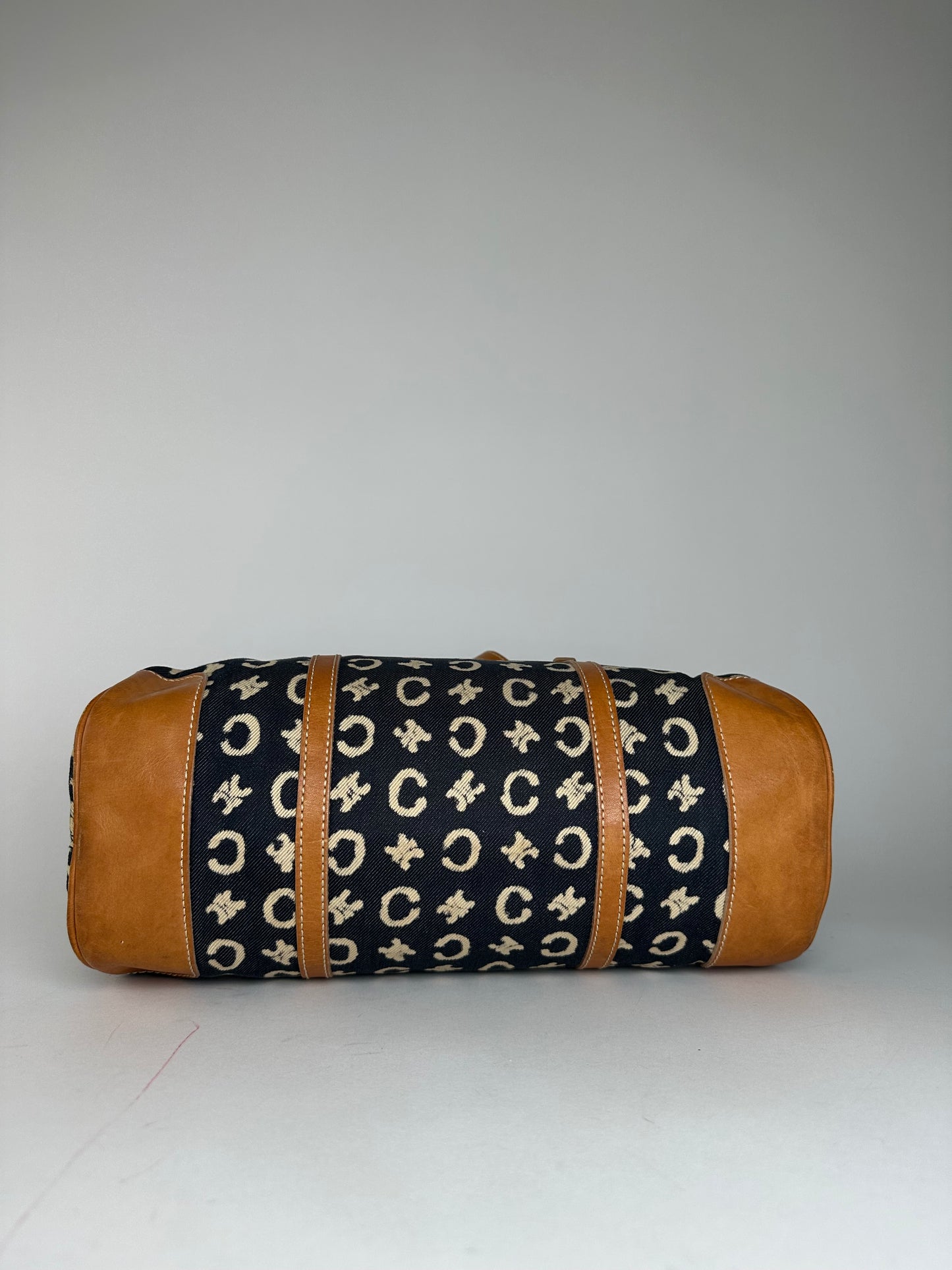 Vintage Celine Paris macadam Triomphe Monogram Brownling Bag Beige Black