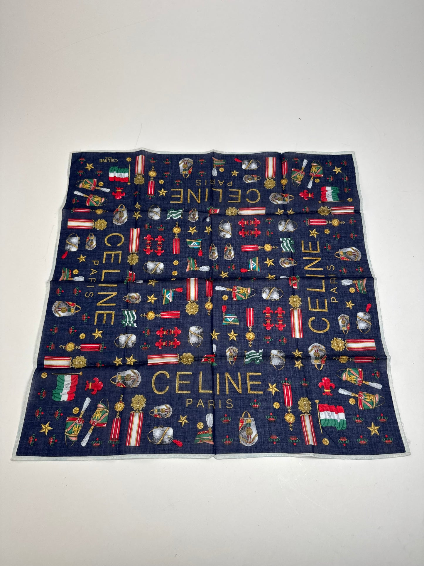 Vintage Celine Paris Scarf Navy