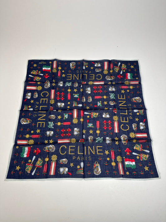 Vintage Celine Paris Scarf Navy