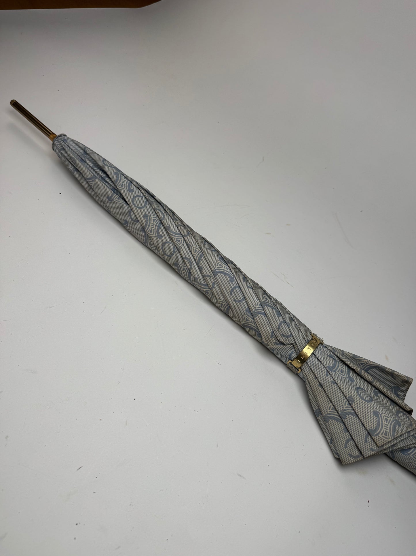 Vintage Celine Paris Monogram Umbrella Turquoise