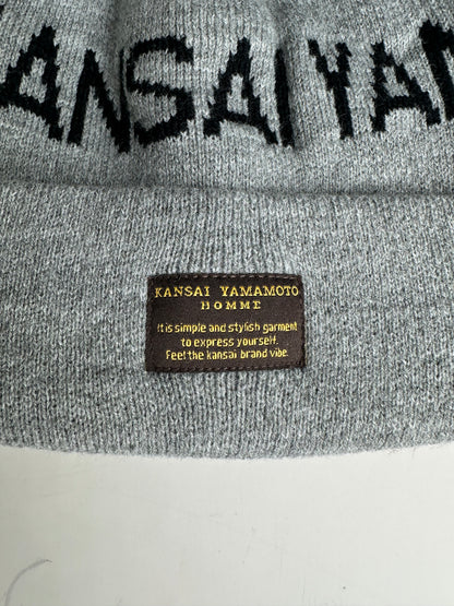 Vintage Kansai Yamamoto Men's Wool Beanie Light Grey Black